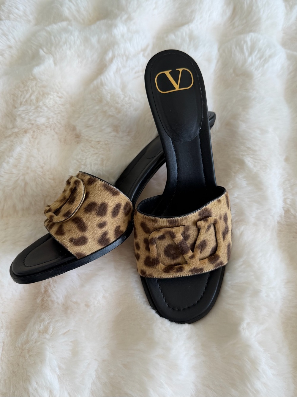 Valentino Garavani kitten heel Leopard Print Slide/ mule Sandals